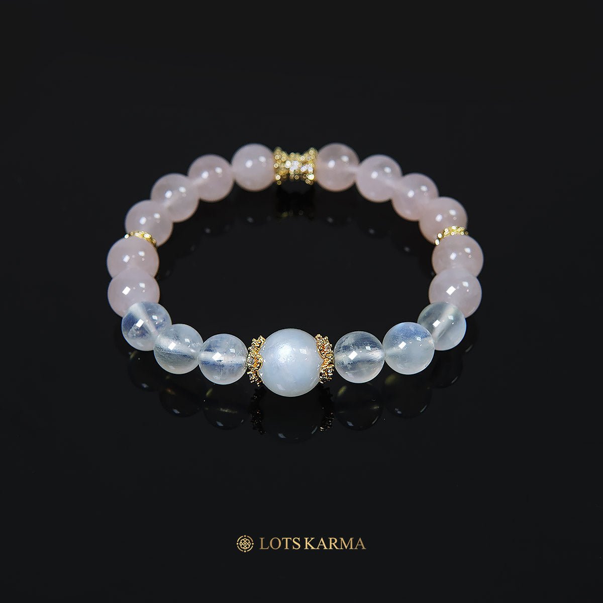 Crown Chakra Love Bracelet : Moonstone & Rose Quartz