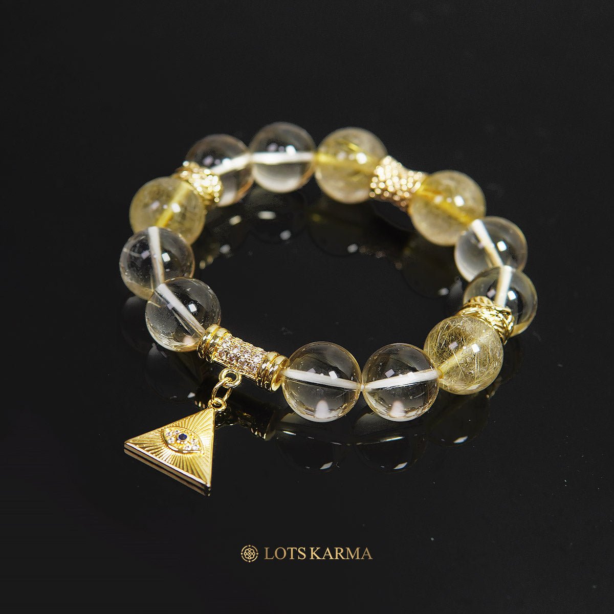 Gold Evil Eye Chakra Bracelet - Citrine & Rutile Quartz