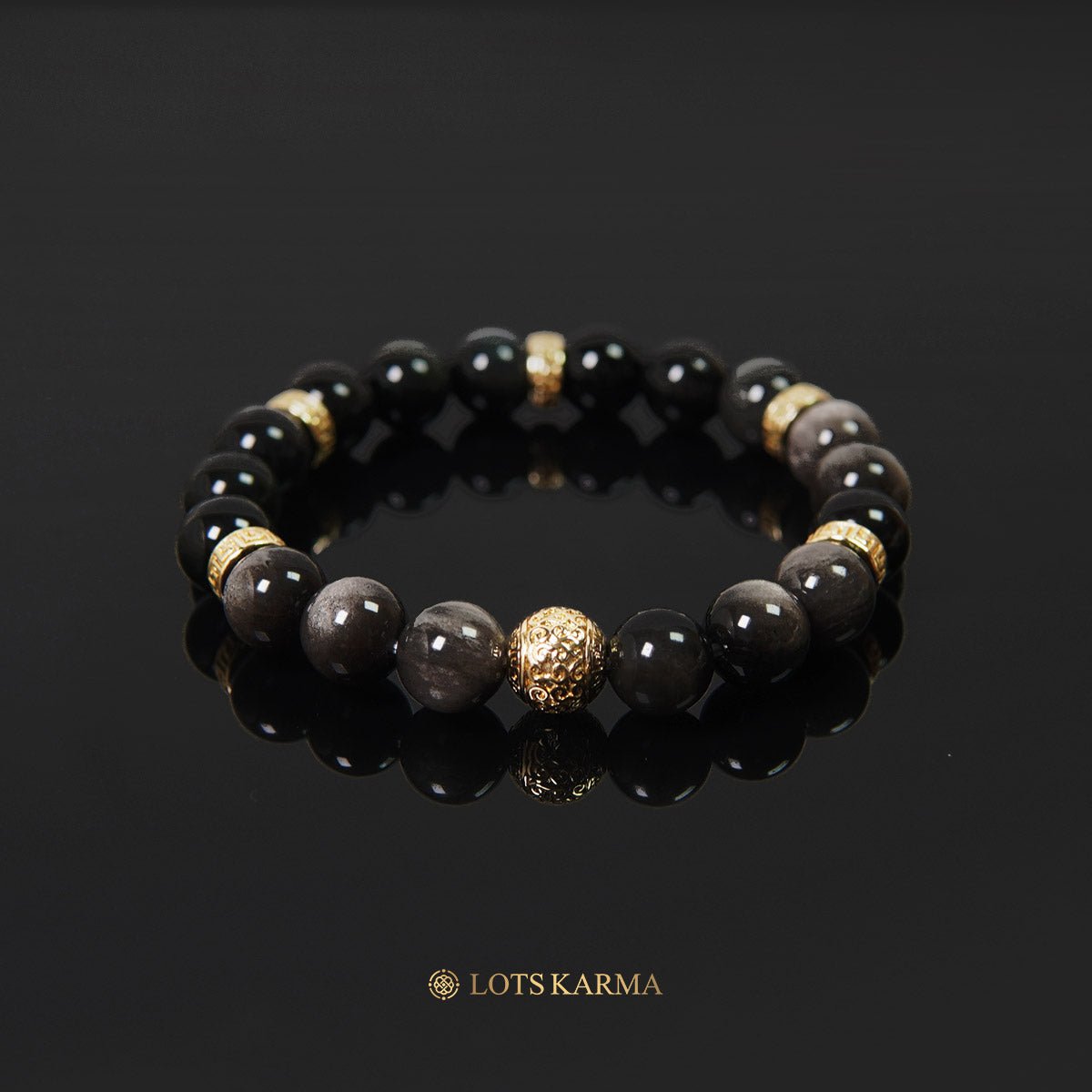 Gold Root Chakra Bracelet - Obsidian