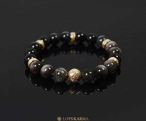 Gold Root Chakra Bracelet - Obsidian