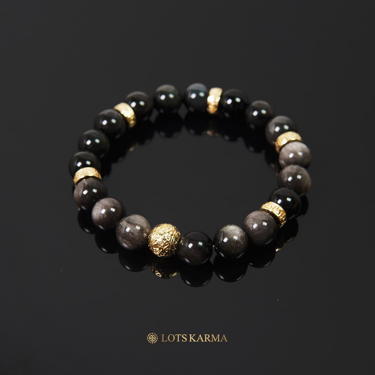 Gold Root Chakra Bracelet - Obsidian